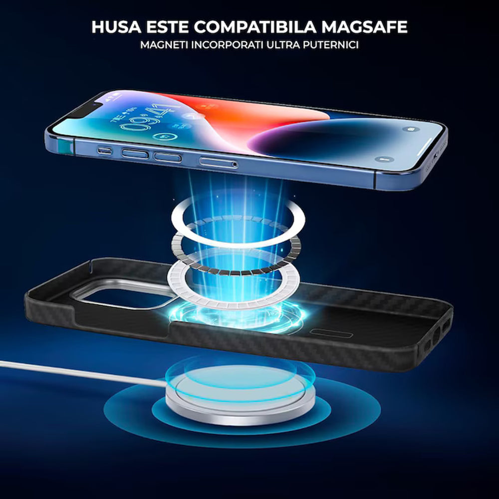 Ovitek MagSafe za Apple iPhone 17 Pro, Techsuit Aramid Fiber, Črn