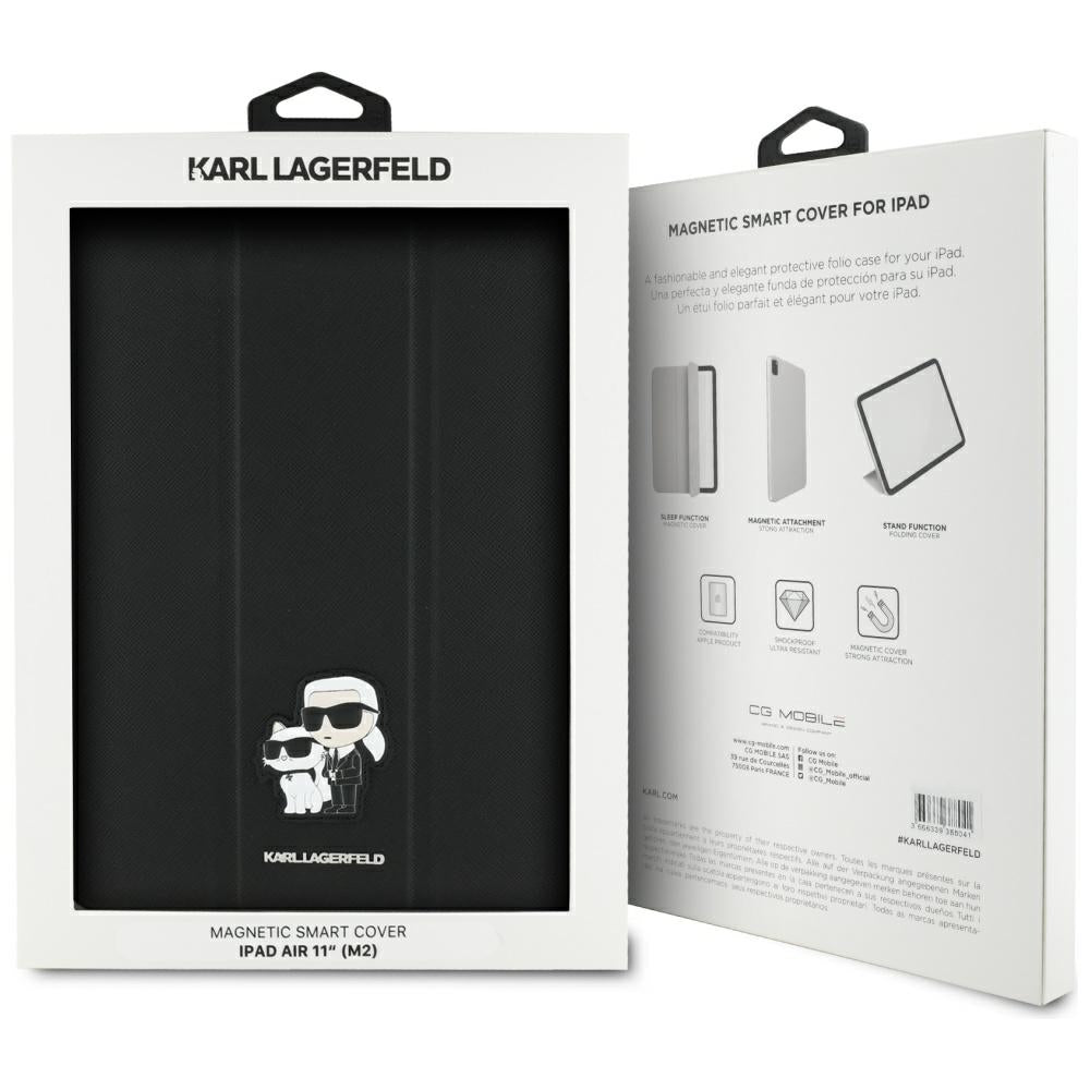 Ovitek za Apple iPad Air 11 (2026) / iPad Air 11 (2025) / Air 11 (2024), Karl Lagerfeld, Saffiano Karl & Choupette, Črn