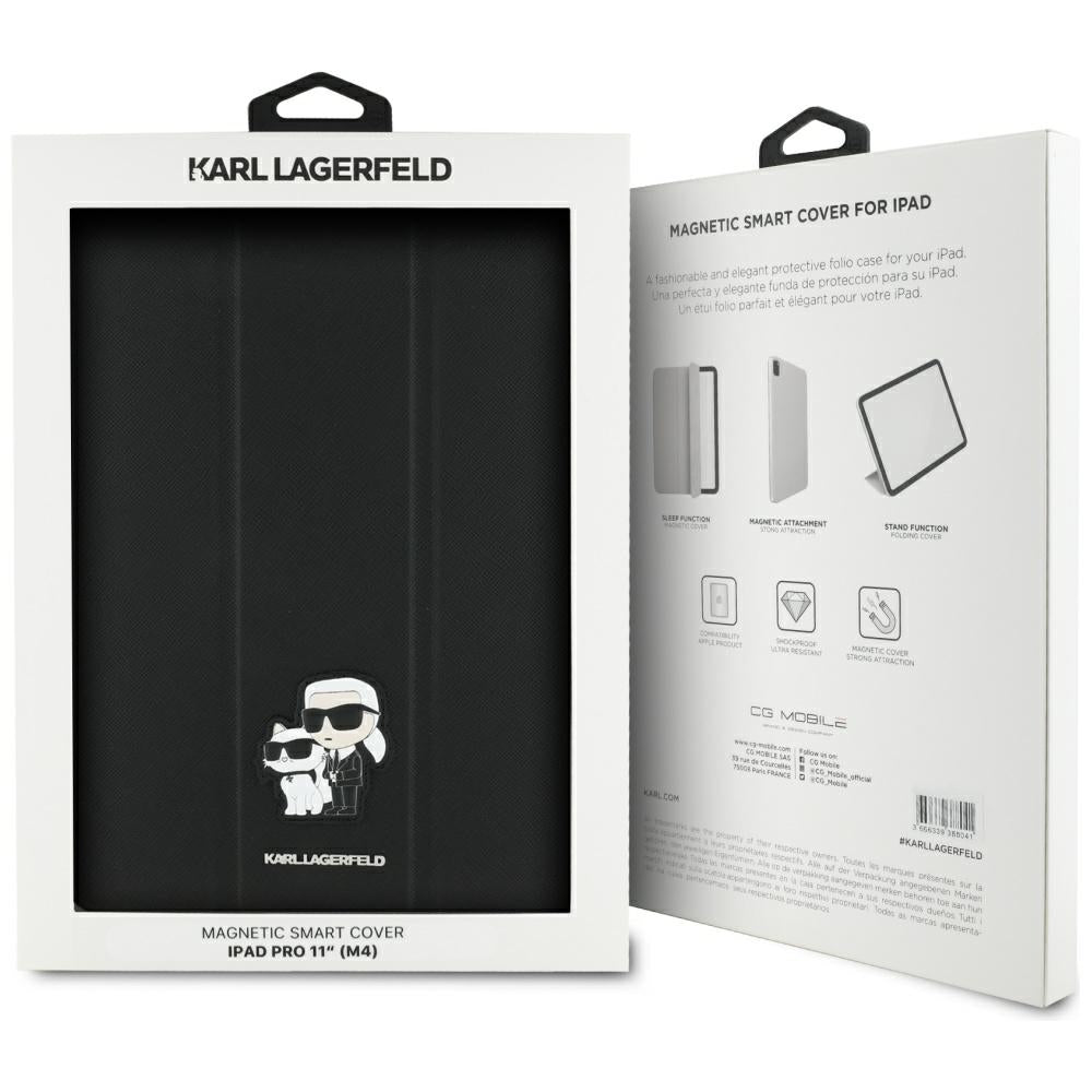 Ovitek za Apple iPad Pro 11 (2024), Karl Lagerfeld, Saffiano Karl & Choupette, črn.