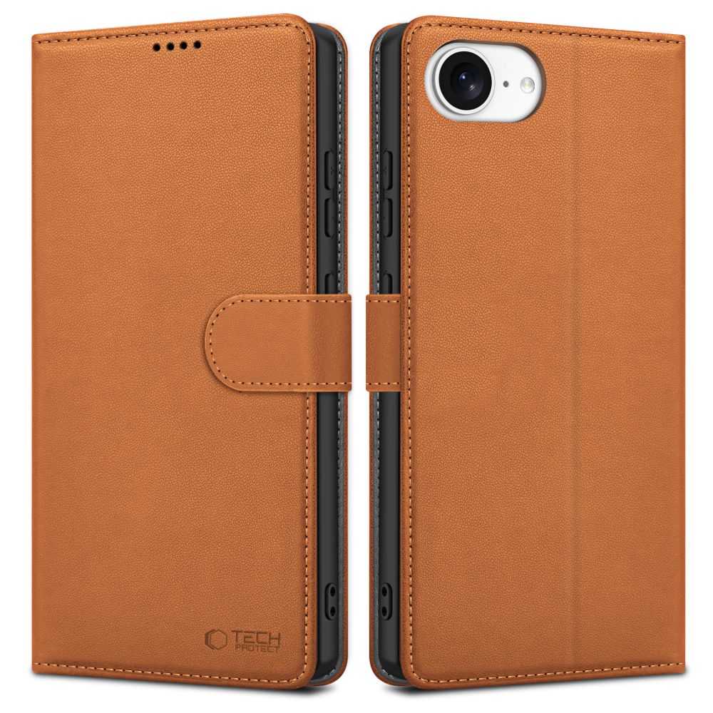 Ovitek za Apple iPhone 17e / 16e, Tech-Protect, Wallet, Rjava