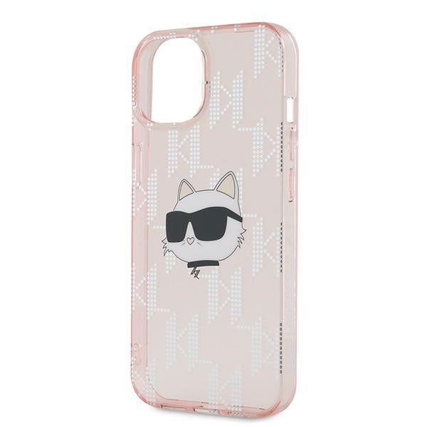Ovitek za Apple iPhone 14, Karl Lagerfeld, IML Luxury Monogram Choupette's Head, Roza