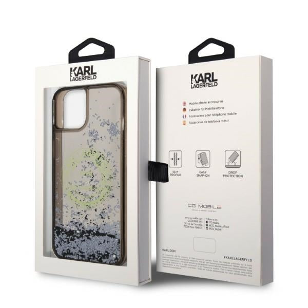 Ovitek za Apple iPhone 14, Karl Lagerfeld, Liquid Glitter RSG, Črn