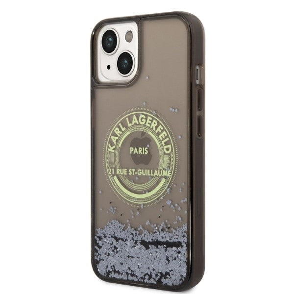 Ovitek za Apple iPhone 14, Karl Lagerfeld, Liquid Glitter RSG, Črn