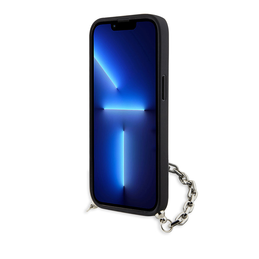 Ovitek za Apple iPhone 14, Karl Lagerfeld, Saffiano Monogram Chain, Črn