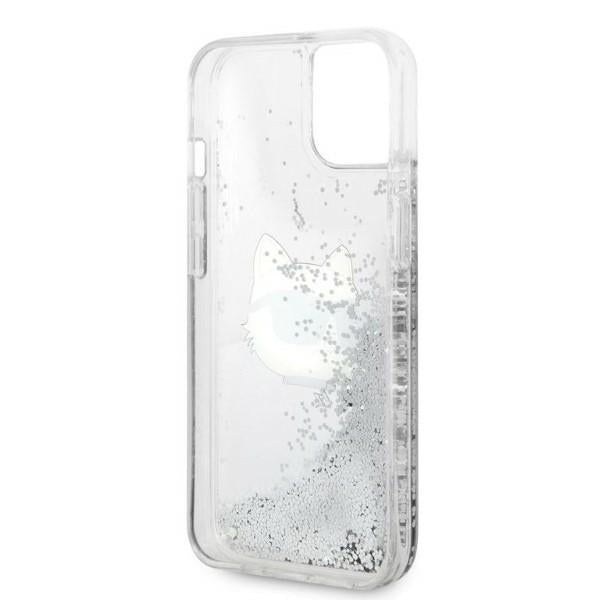 Ovitek za Apple iPhone 14 Plus, Karl Lagerfeld, Glitter Choupette's Head, Srebrn.