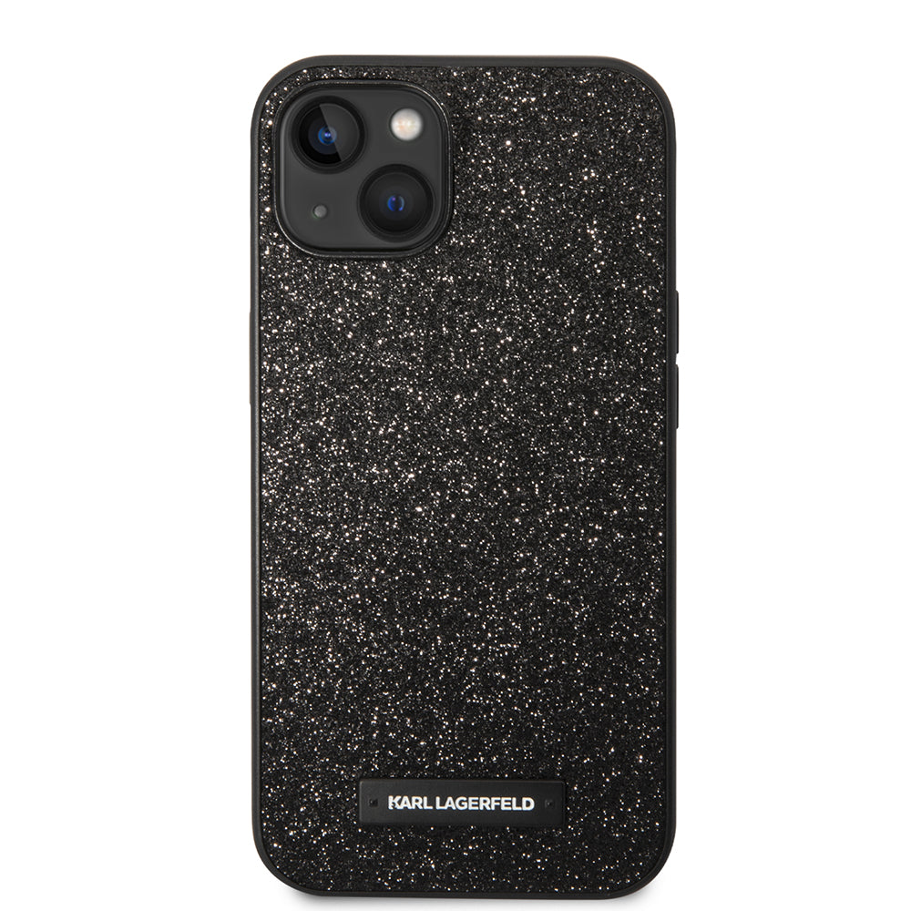 Ovitek za Apple iPhone 14 Plus, Karl Lagerfeld, Glitter Plaque Logo, Črn