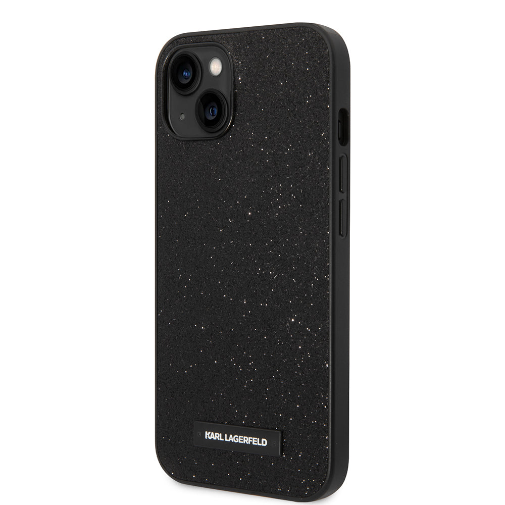 Ovitek za Apple iPhone 14 Plus, Karl Lagerfeld, Glitter Plaque Logo, Črn