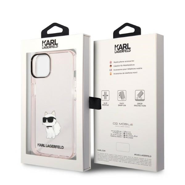 Ovitek za Apple iPhone 14 Plus, Karl Lagerfeld, Ikonik Choupette, Roza