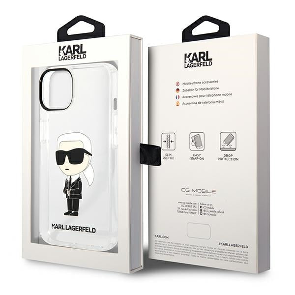 Ovitek za Apple iPhone 14 Plus, Karl Lagerfeld, Ikonik Karl, Prozoren