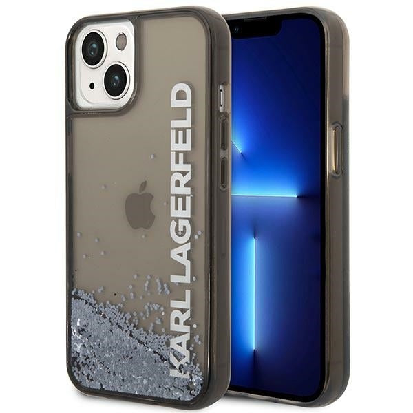 Ovitek za Apple iPhone 14 Plus, Karl Lagerfeld, Liquid Glitter KL Logo, Črn