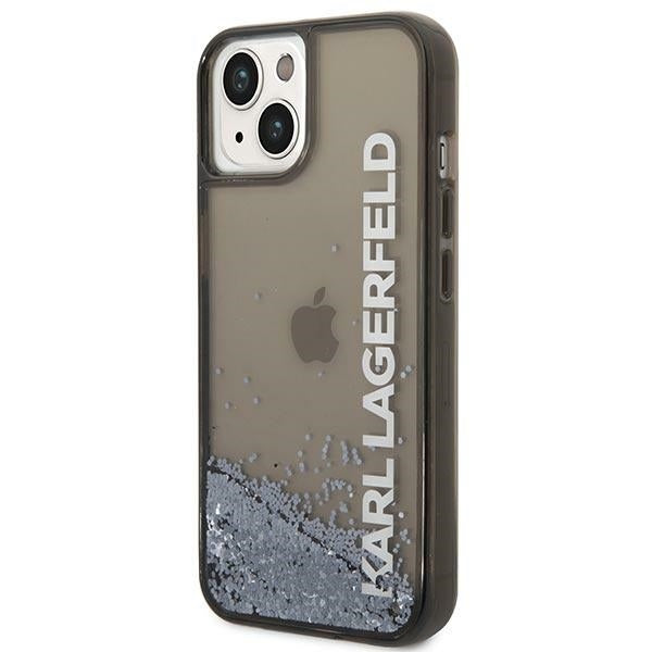 Ovitek za Apple iPhone 14 Plus, Karl Lagerfeld, Liquid Glitter KL Logo, Črn