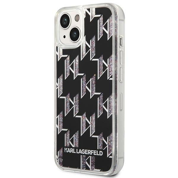 Ovitek za Apple iPhone 14 Plus, Karl Lagerfeld, Liquid Glitter Monogram, Črn