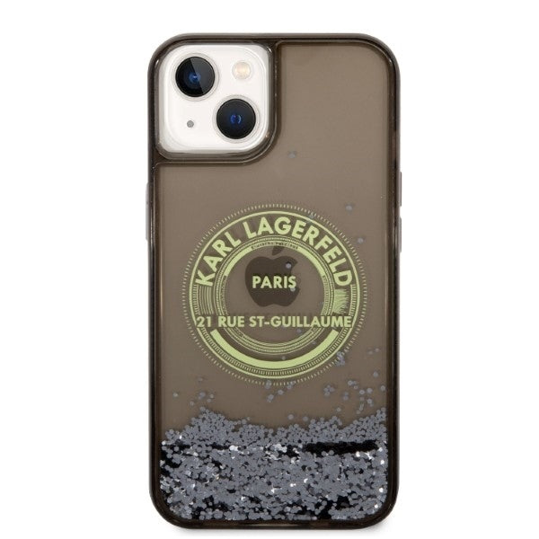Ovitek za Apple iPhone 14 Plus, Karl Lagerfeld, Liquid Glitter RSG, Črn