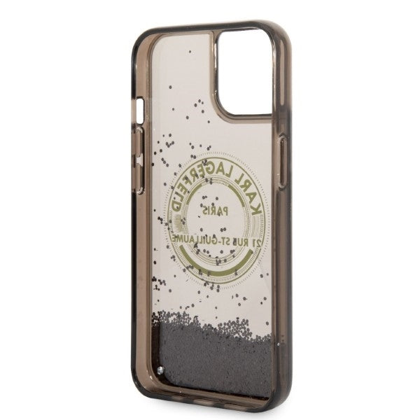 Ovitek za Apple iPhone 14 Plus, Karl Lagerfeld, Liquid Glitter RSG, Črn