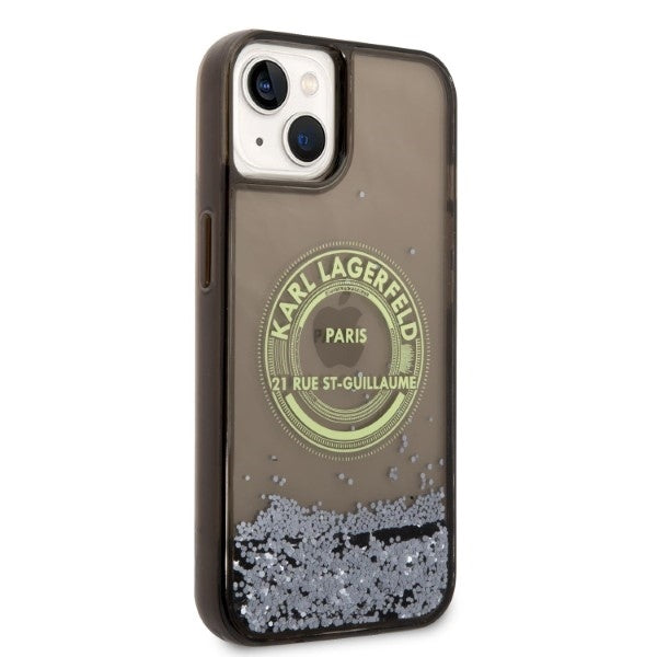 Ovitek za Apple iPhone 14 Plus, Karl Lagerfeld, Liquid Glitter RSG, Črn