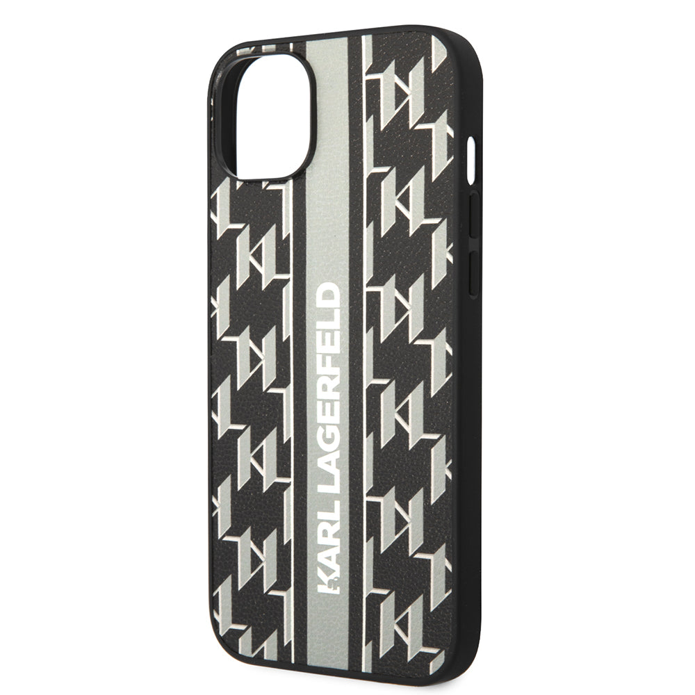 Ovitek za Apple iPhone 14 Plus, Karl Lagerfeld, Monogram Stripe, Siv