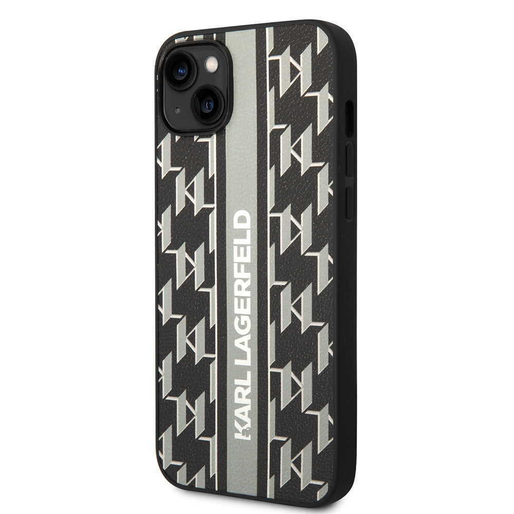 Ovitek za Apple iPhone 14 Plus, Karl Lagerfeld, Monogram Stripe, Siv