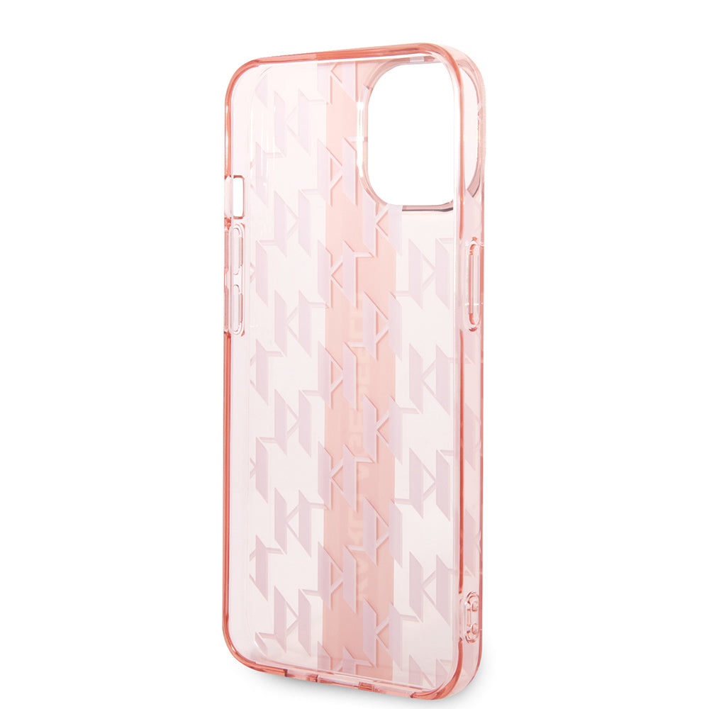 Ovitek za Apple iPhone 14 Plus, Karl Lagerfeld, Monogram Stripe, Roza