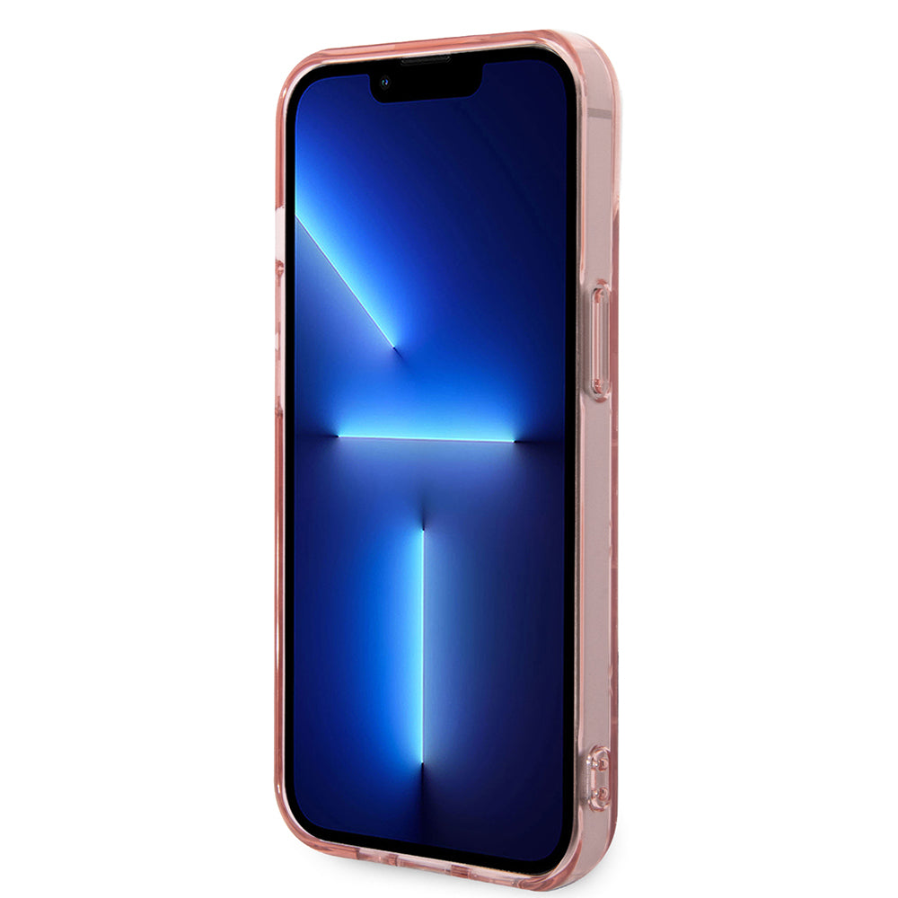 Ovitek za Apple iPhone 14 Plus, Karl Lagerfeld, Monogram Stripe, Roza