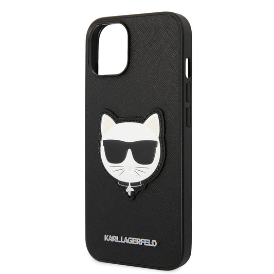 Ovitek za Apple iPhone 14 Plus, Karl Lagerfeld, Saffiano Choupette's Head, črn