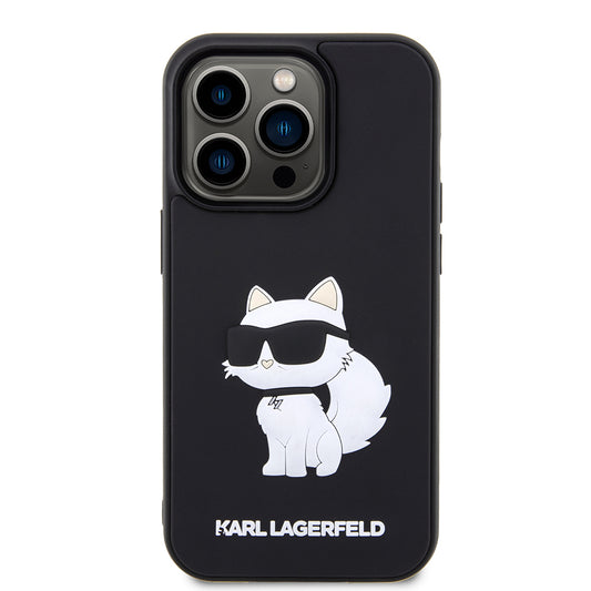 Ovitek za Apple iPhone 14 Pro, Karl Lagerfeld, 3D Rubber Choupette, črn