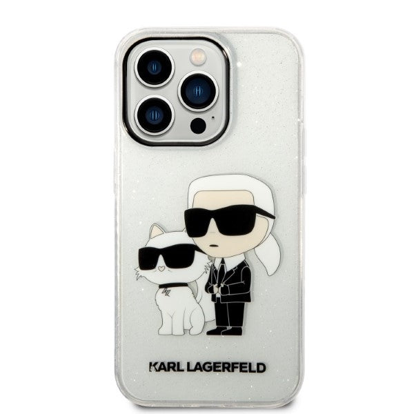 Ovitek za Apple iPhone 14 Pro, Karl Lagerfeld, Glitter Karl & Choupette, Prozoren