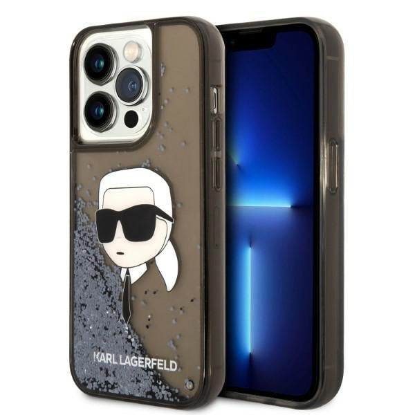 Ovitek za Apple iPhone 14 Pro, Karl Lagerfeld, Glitter Karl's Head, Črna