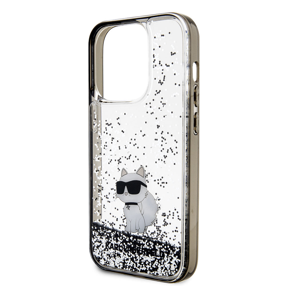 Ovitek za Apple iPhone 14 Pro, Karl Lagerfeld, Liquid Glitter Choupette, Prozoren