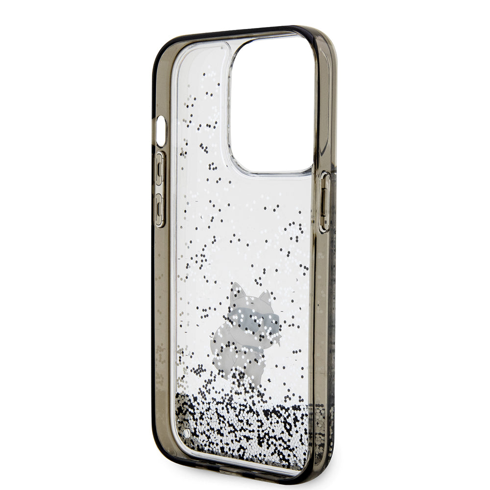 Ovitek za Apple iPhone 14 Pro, Karl Lagerfeld, Liquid Glitter Choupette, Prozoren