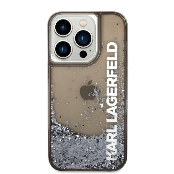 Ovitek za Apple iPhone 14 Pro, Karl Lagerfeld, Liquid Glitter KL Logo, Črn