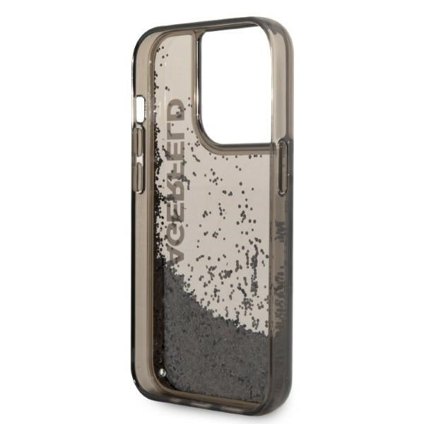 Ovitek za Apple iPhone 14 Pro, Karl Lagerfeld, Liquid Glitter KL Logo, Črn