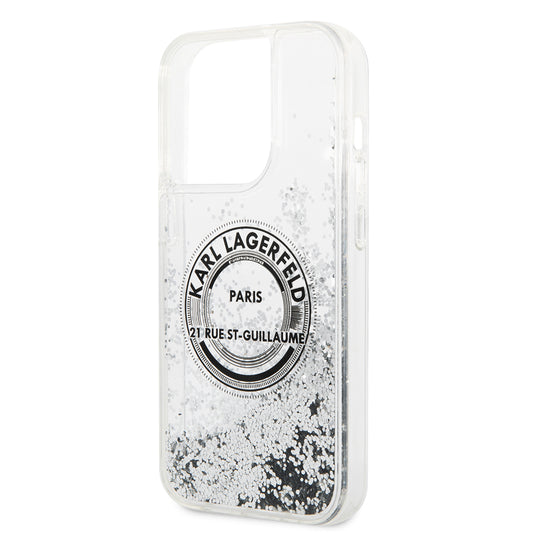 Case for Apple iPhone 14 Pro, Karl Lagerfeld, Liquid Glitter RSG, Silver