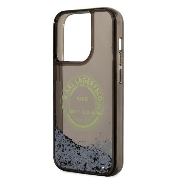 Ovitek za Apple iPhone 14 Pro, Karl Lagerfeld, Liquid Glitter RSG, Črn