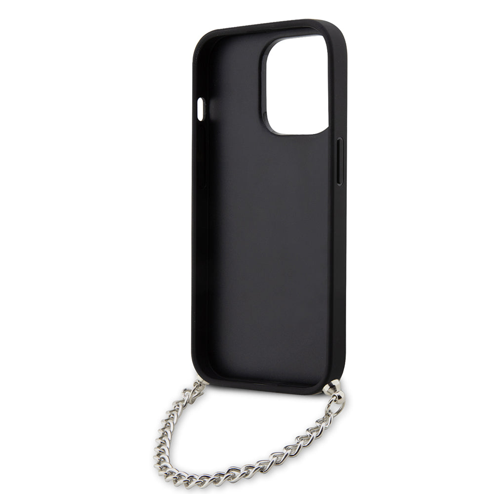 Ovitek za Apple iPhone 14 Pro, Karl Lagerfeld, Saffiano Monogram Chain, Črn
