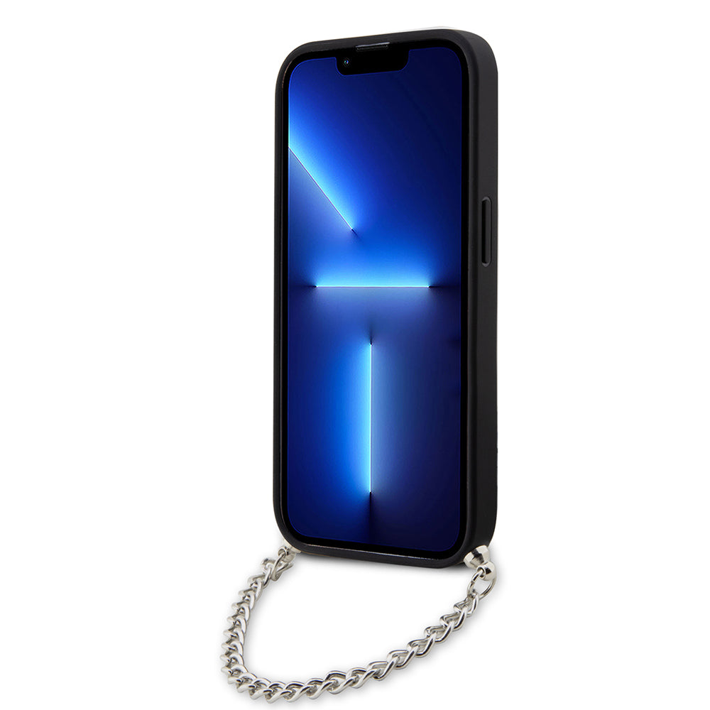 Ovitek za Apple iPhone 14 Pro, Karl Lagerfeld, Saffiano Monogram Chain, Črn