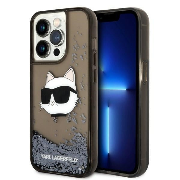 Ovitek za Apple iPhone 14 Pro Max, Karl Lagerfeld, Glitter Choupette's Head, črn