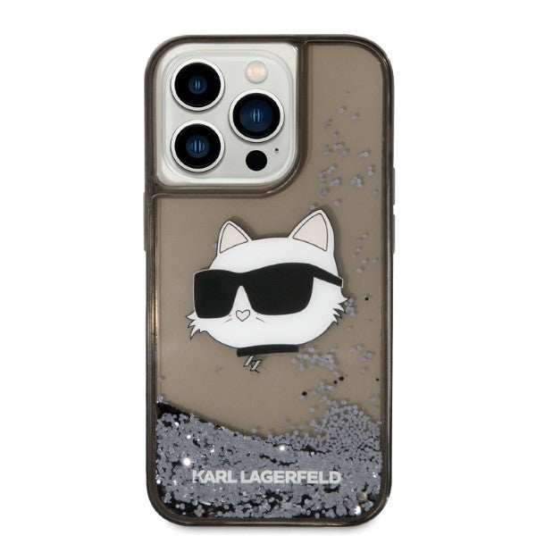 Ovitek za Apple iPhone 14 Pro Max, Karl Lagerfeld, Glitter Choupette's Head, črn