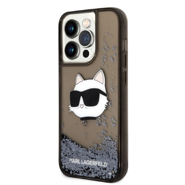 Ovitek za Apple iPhone 14 Pro Max, Karl Lagerfeld, Glitter Choupette's Head, črn