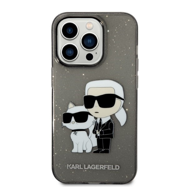 Ovitek za Apple iPhone 14 Pro Max, Karl Lagerfeld, Glitter Karl & Choupette, črn