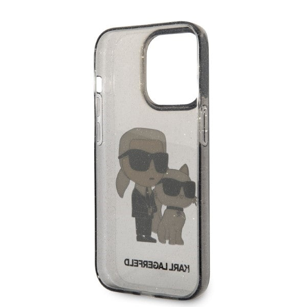 Ovitek za Apple iPhone 14 Pro Max, Karl Lagerfeld, Glitter Karl & Choupette, črn