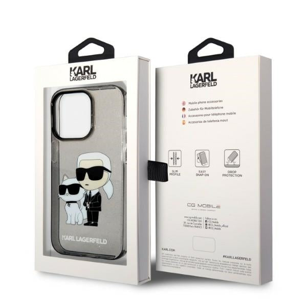 Ovitek za Apple iPhone 14 Pro Max, Karl Lagerfeld, Glitter Karl & Choupette, črn