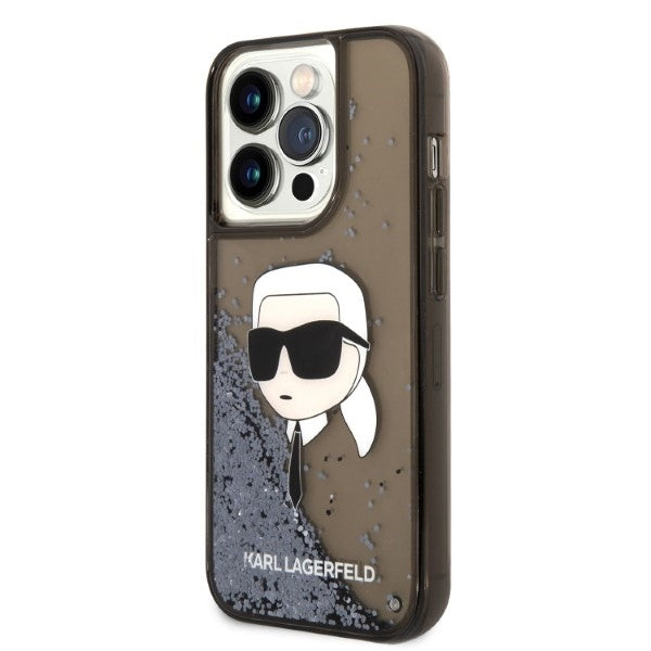 Ovitek za Apple iPhone 14 Pro Max, Karl Lagerfeld, Glitter Karl's Head, črn