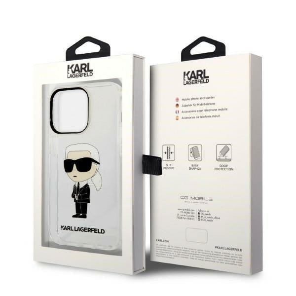 Ovitek za Apple iPhone 14 Pro Max, Karl Lagerfeld, Ikonik Karl, Prozoren