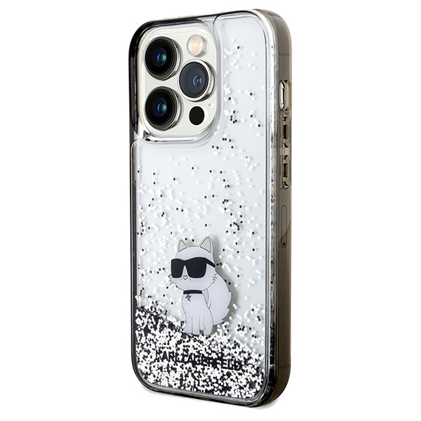 Ovitek za Apple iPhone 14 Pro Max, Karl Lagerfeld, Liquid Glitter Choupette, Prozoren