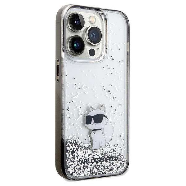 Ovitek za Apple iPhone 14 Pro Max, Karl Lagerfeld, Liquid Glitter Choupette, Prozoren