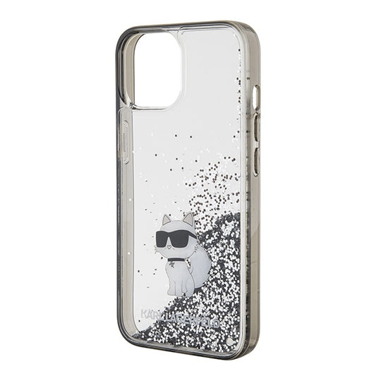 Ovitek za Apple iPhone 15 / 14 / 13, Karl Lagerfeld, Liquid Glitter Choupette, Prozoren