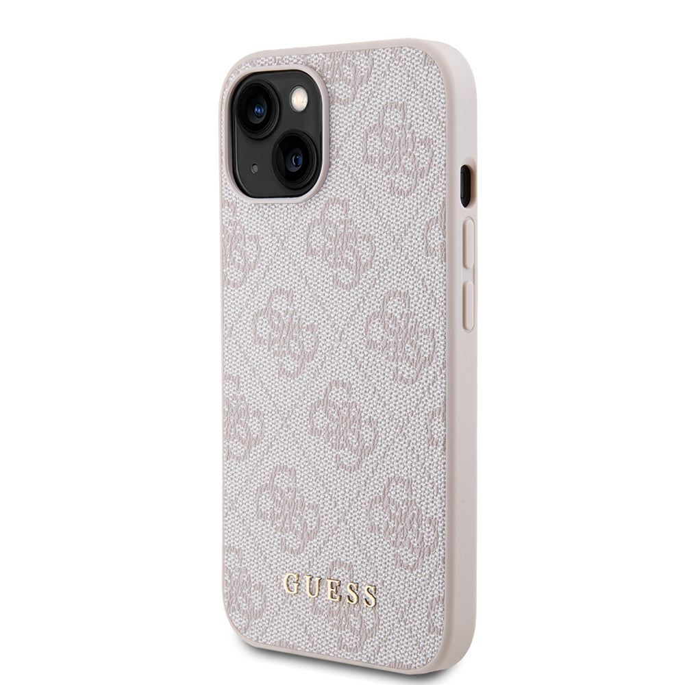 Ovitek za Apple iPhone 15, Guess, 4G Metal Gold Logo, Roza
