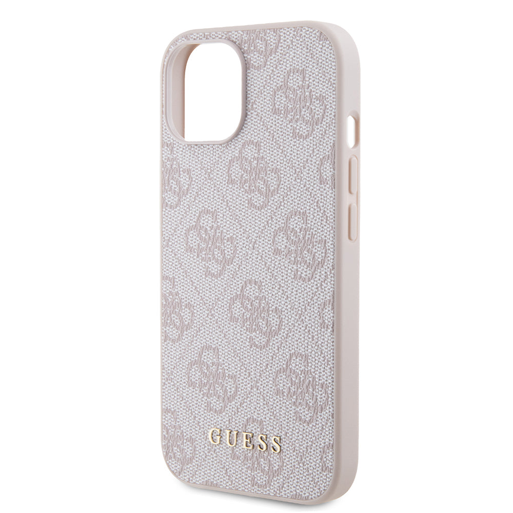 Ovitek za Apple iPhone 15, Guess, 4G Metal Gold Logo, Roza