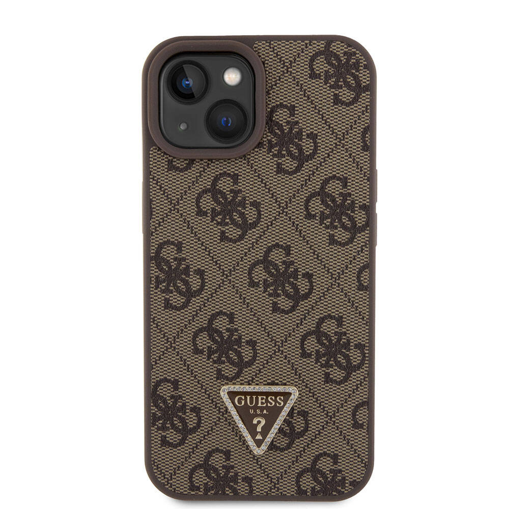 Ovitek za Apple iPhone 15, Guess, Crossbody 4G Metal Logo, Rjava