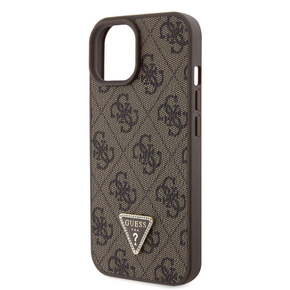Ovitek za Apple iPhone 15, Guess, Crossbody 4G Metal Logo, Rjava